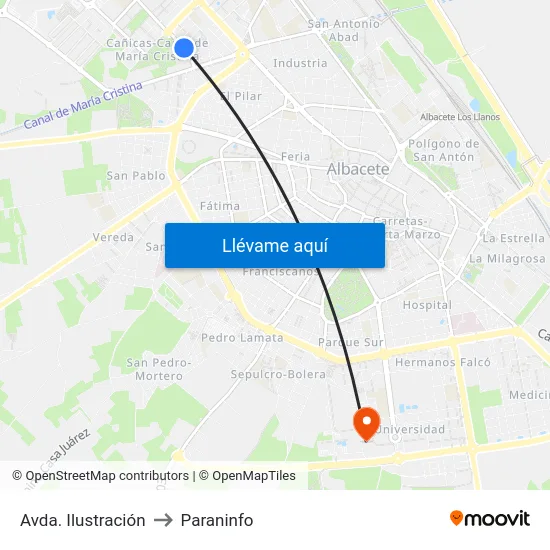 Avda. Ilustración to Paraninfo map