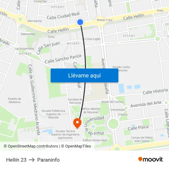 Hellín 23 to Paraninfo map