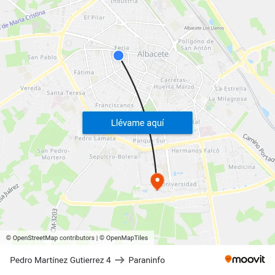 Pedro Martínez Gutierrez 4 to Paraninfo map