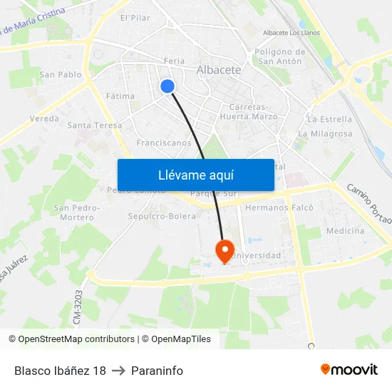 Blasco Ibáñez 18 to Paraninfo map