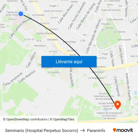 Seminario (Hospital Perpetuo Socorro) to Paraninfo map