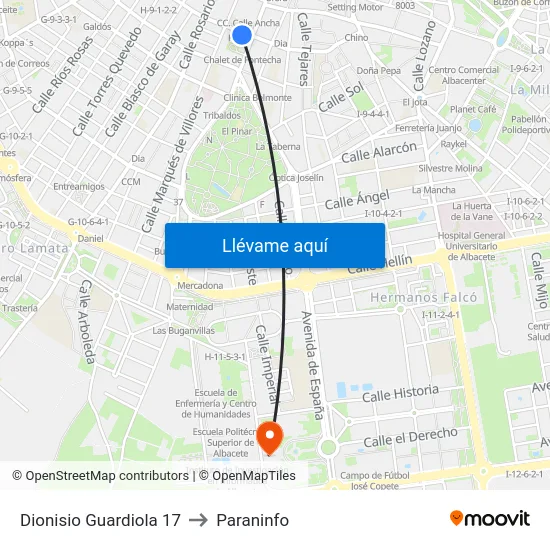 Dionisio Guardiola 17 to Paraninfo map