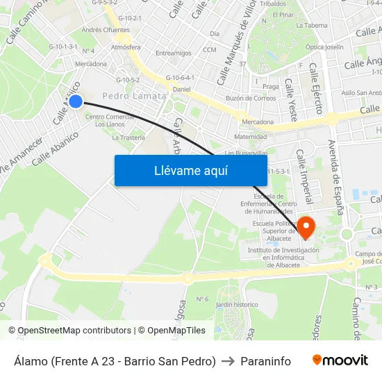 Álamo (Frente A 23 - Barrio San Pedro) to Paraninfo map