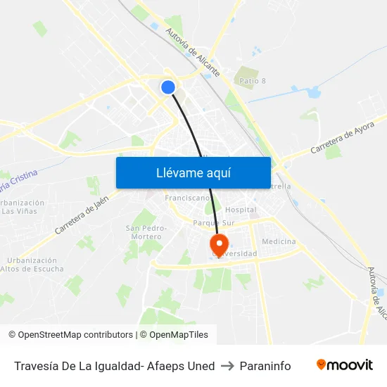 Travesía De La Igualdad- Afaeps Uned to Paraninfo map