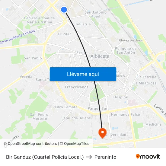 Bir Ganduz (Cuartel Policía Local.) to Paraninfo map