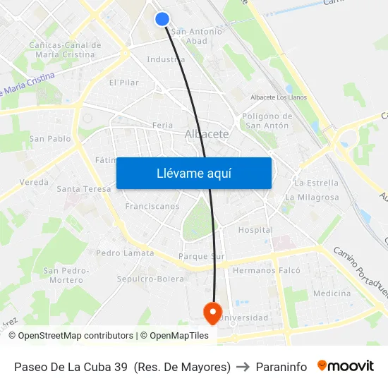 Paseo De La Cuba 39  (Res. De Mayores) to Paraninfo map