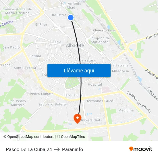 Paseo De La Cuba 24 to Paraninfo map