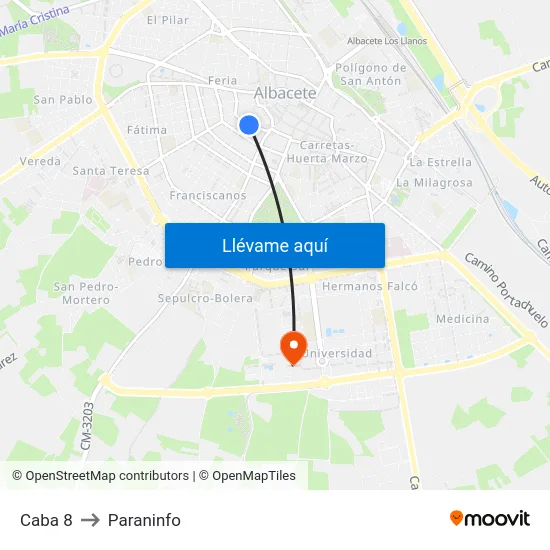 Caba 8 to Paraninfo map