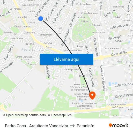 Pedro Coca - Arquitecto Vandelvira to Paraninfo map