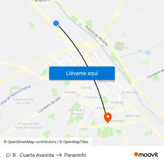 C/ B - Cuarta Avenida to Paraninfo map