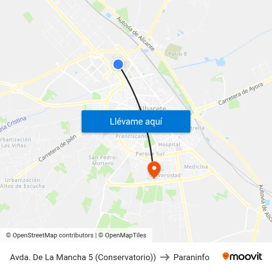 Avda. De La Mancha 5 (Conservatorio)) to Paraninfo map