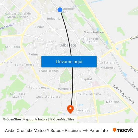 Avda. Cronista Mateo Y Sotos - Piscinas to Paraninfo map