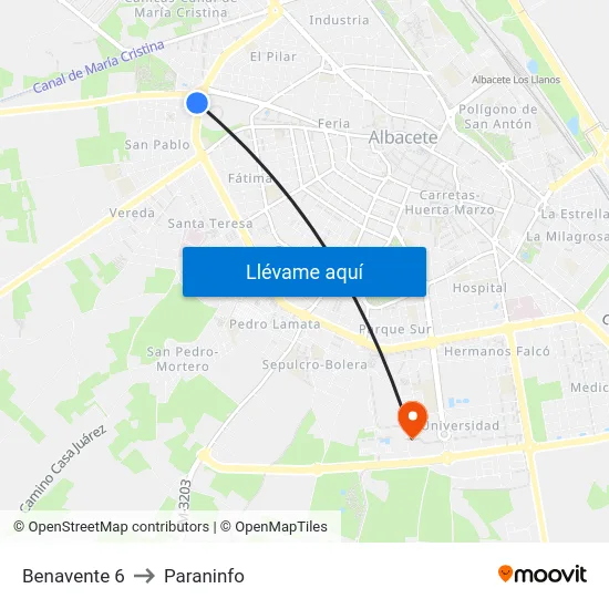 Benavente 6 to Paraninfo map