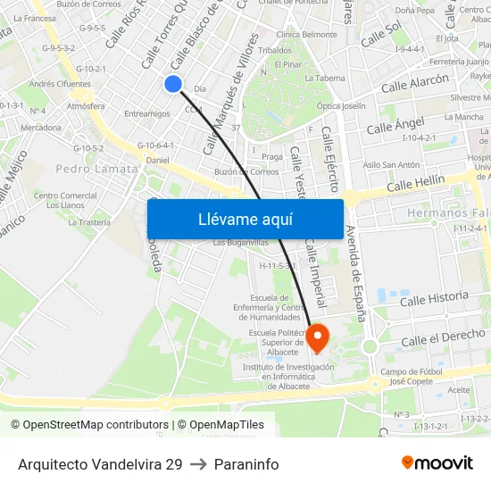 Arquitecto Vandelvira 29 to Paraninfo map
