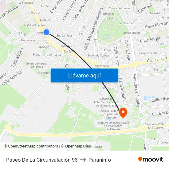 Paseo De La Circunvalación 93 to Paraninfo map