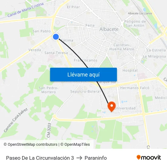 Paseo De La Circunvalación 3 to Paraninfo map