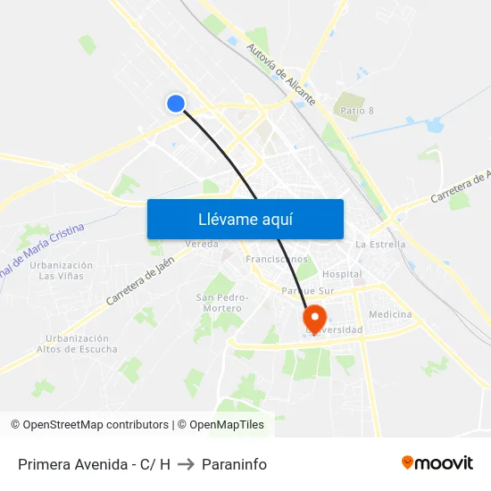 Primera Avenida - C/ H to Paraninfo map