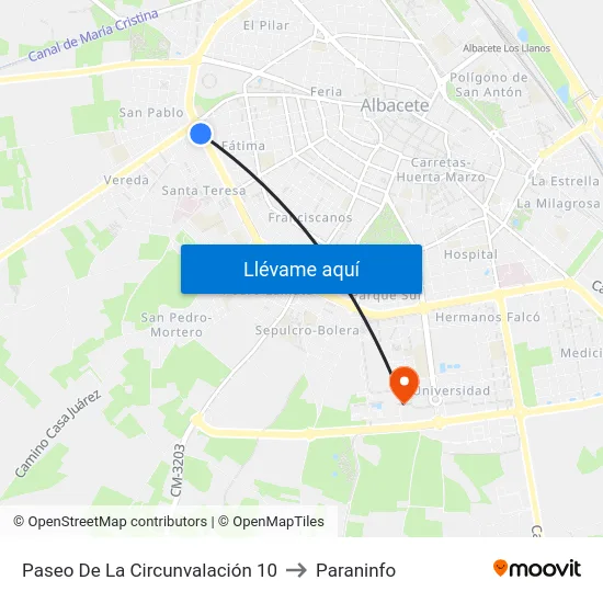 Paseo De La Circunvalación 10 to Paraninfo map
