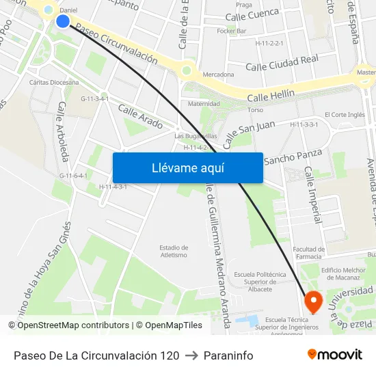 Paseo De La Circunvalación 120 to Paraninfo map