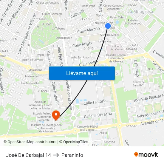 José De Carbajal 14 to Paraninfo map