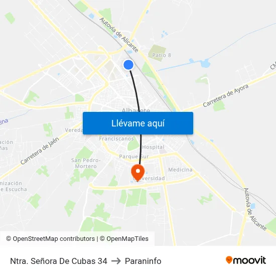 Ntra. Señora De Cubas 34 to Paraninfo map