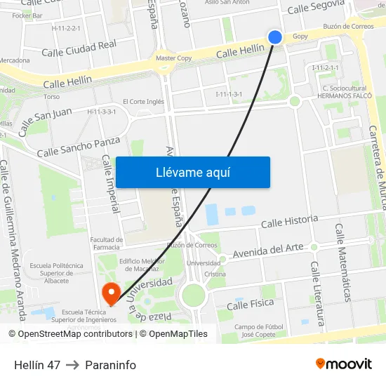 Hellín 47 to Paraninfo map