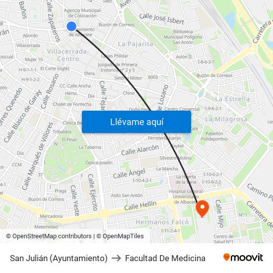 San Julián (Ayuntamiento) to Facultad De Medicina map