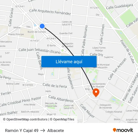 Ramón Y Cajal 49 to Albacete map