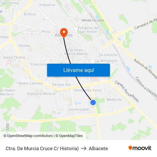 Ctra. De Murcia Cruce C/ Historia) to Albacete map