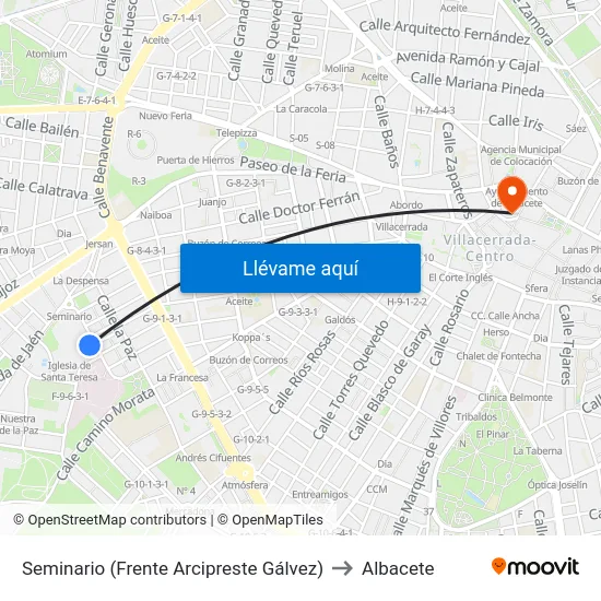 Seminario (Frente Arcipreste Gálvez) to Albacete map