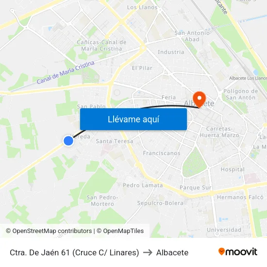 Ctra. De Jaén 61 (Cruce C/ Linares) to Albacete map