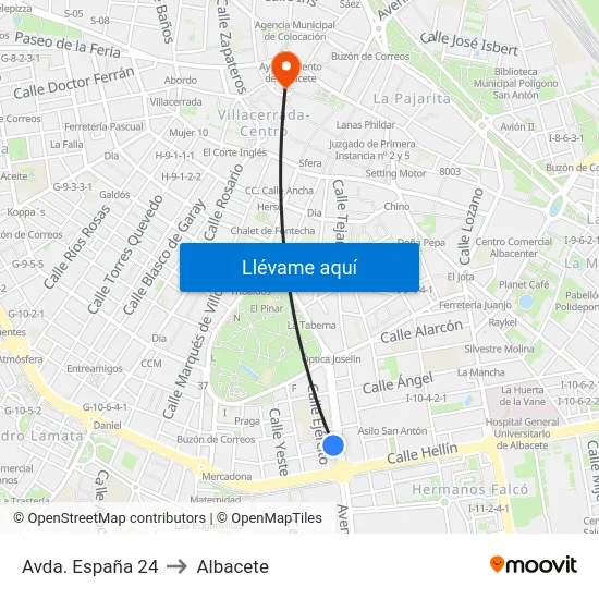 Avda. España 24 to Albacete map