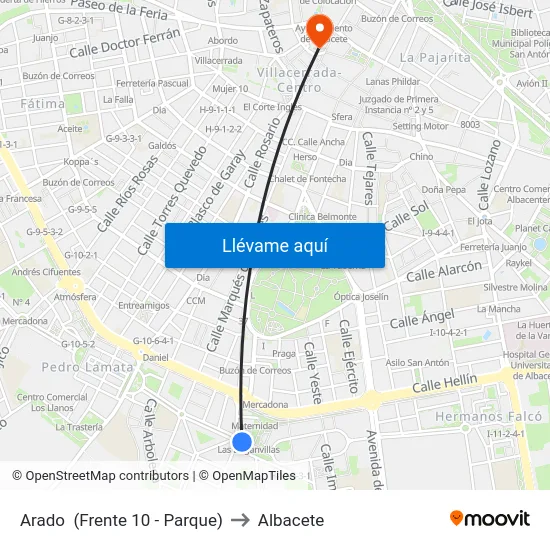 Arado  (Frente 10 - Parque) to Albacete map