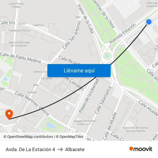 Avda. De La Estación 4 to Albacete map