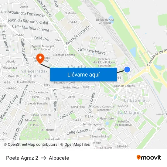 Poeta Agraz 2 to Albacete map