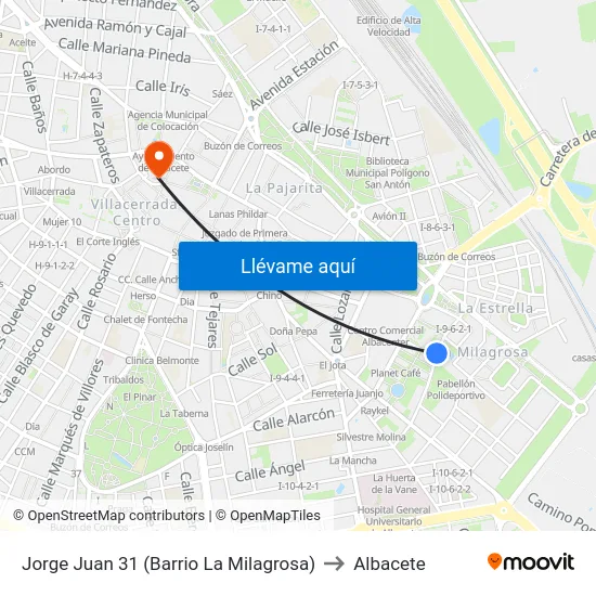 Jorge Juan 31 (Barrio La Milagrosa) to Albacete map