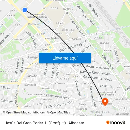 Jesús Del Gran Poder 1  (Crmf) to Albacete map