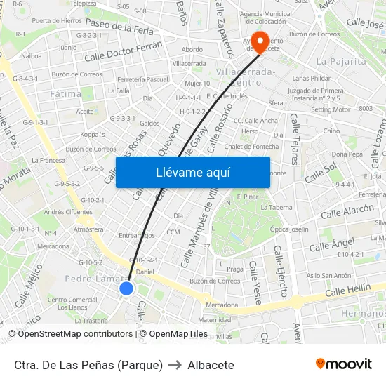 Ctra. De Las Peñas (Parque) to Albacete map