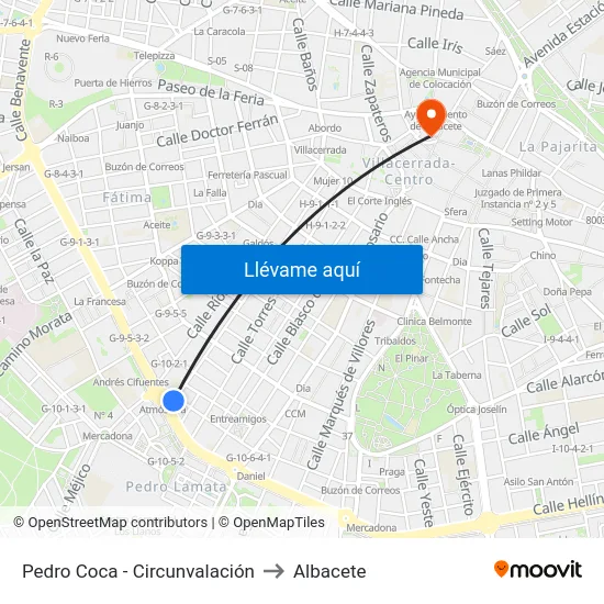 Pedro Coca - Circunvalación to Albacete map