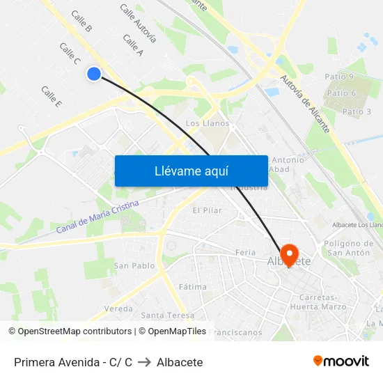 Primera Avenida - C/ C to Albacete map