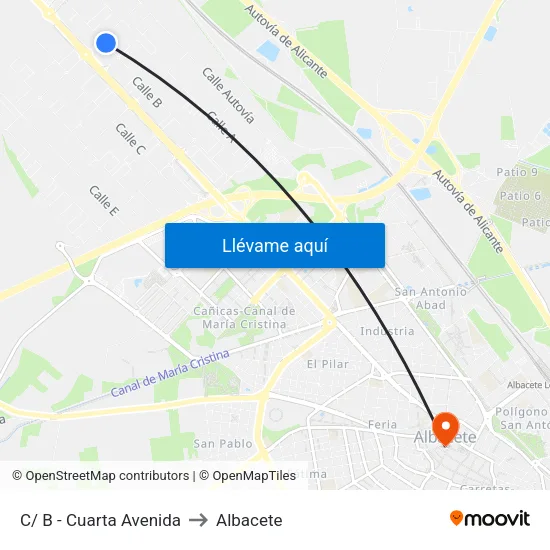 C/ B - Cuarta Avenida to Albacete map