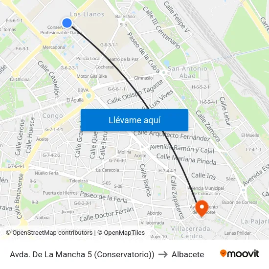 Avda. De La Mancha 5 (Conservatorio)) to Albacete map