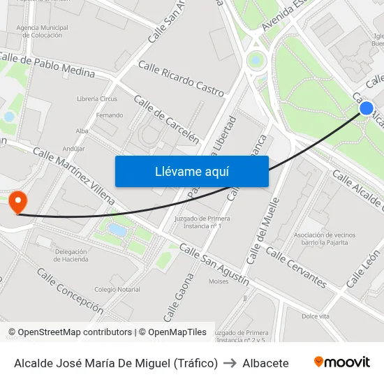 Alcalde José María De Miguel (Tráfico) to Albacete map