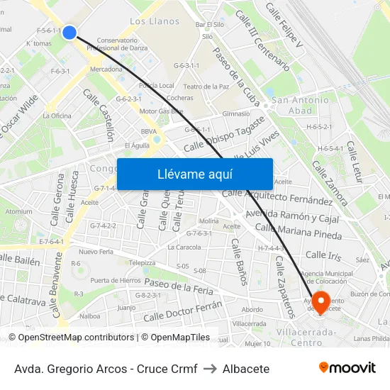 Avda. Gregorio Arcos - Cruce Crmf to Albacete map
