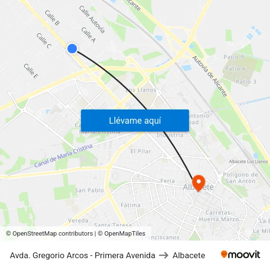 Avda. Gregorio Arcos - Primera Avenida to Albacete map