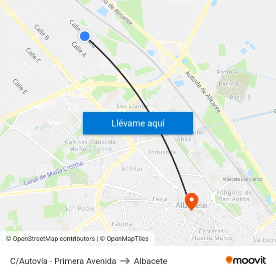 C/Autovía - Primera Avenida to Albacete map