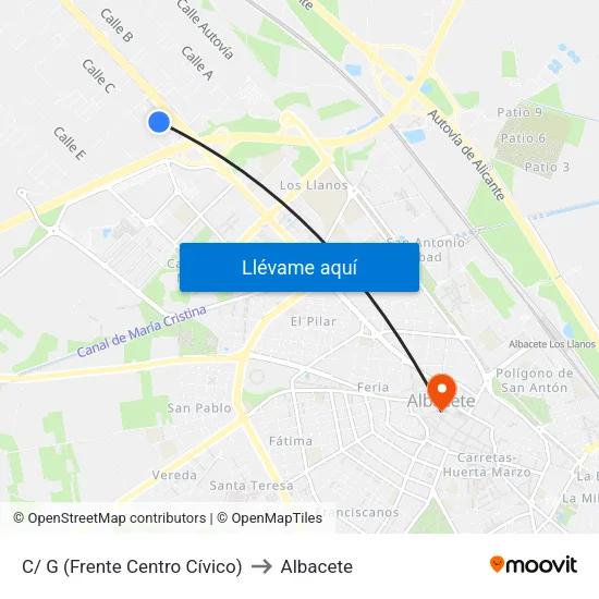 C/ G (Frente Centro Cívico) to Albacete map