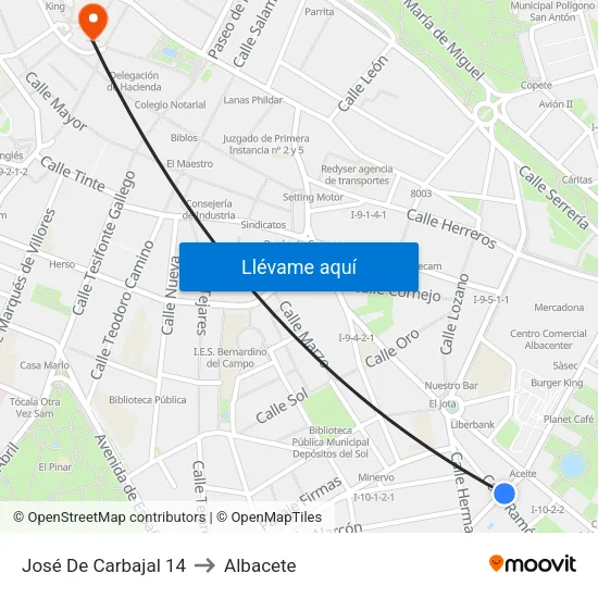 José De Carbajal 14 to Albacete map