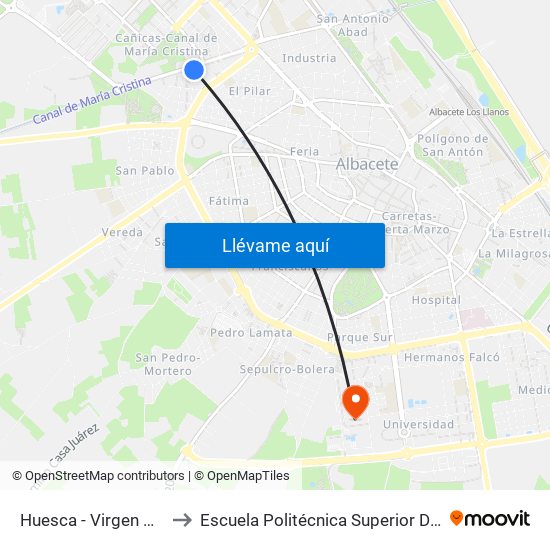Huesca - Virgen Del Pilar to Escuela Politécnica Superior De Albacete map