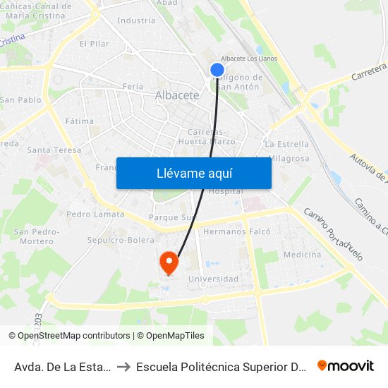 Avda. De La Estación 3 to Escuela Politécnica Superior De Albacete map